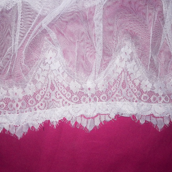 Cold Shoulder Sheer White Mesh Lace Babydoll Set - Picture 5 of 8